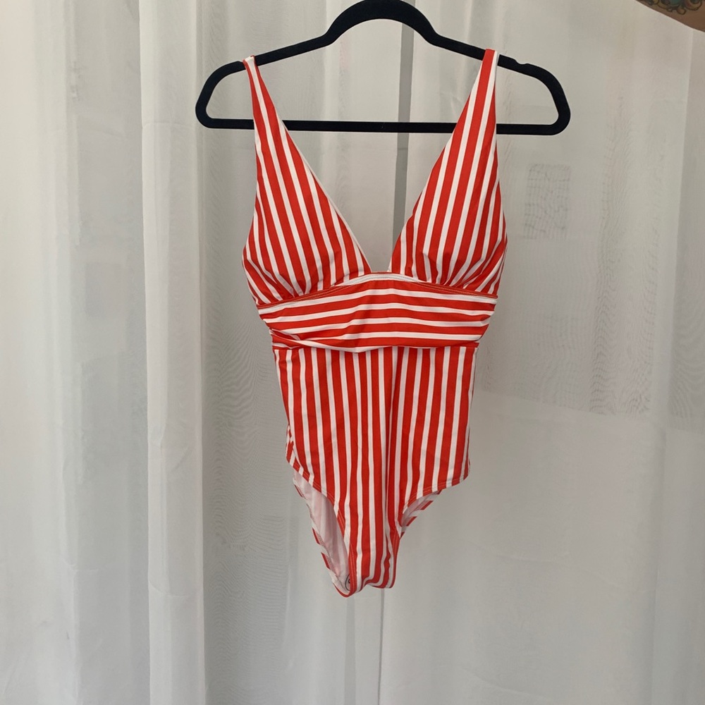 Modern Hippi One Piece Women’s Swimswuit Red Pinstripe